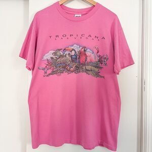 Vintage 90s Tropicana Las Vegas Tropical Bird Pink T-Shirt